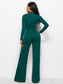 Long Sleeve Mock Neck Wide Leg Jumpsuit