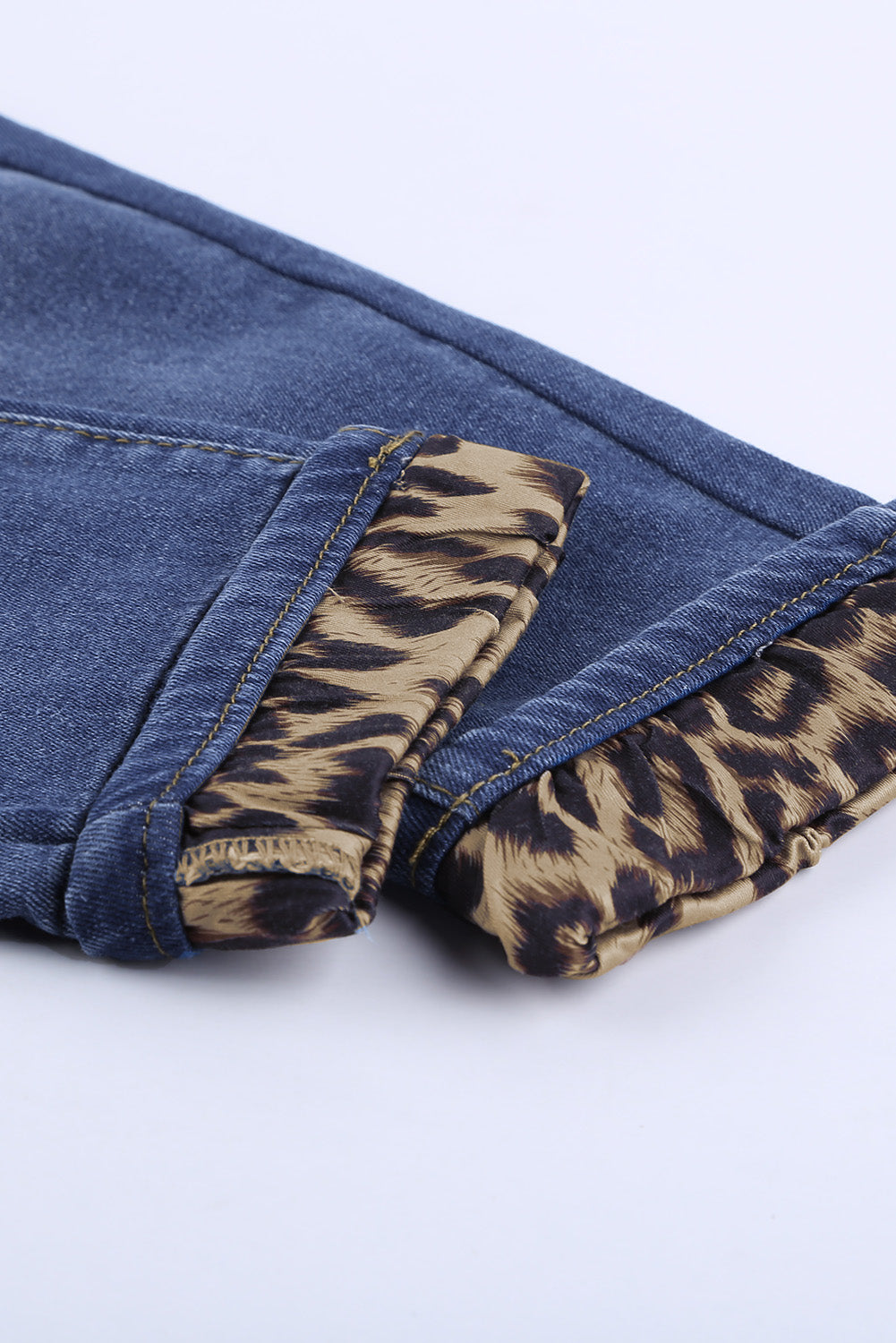 Leopard Patchwork Distressed Jeans and Plus Size