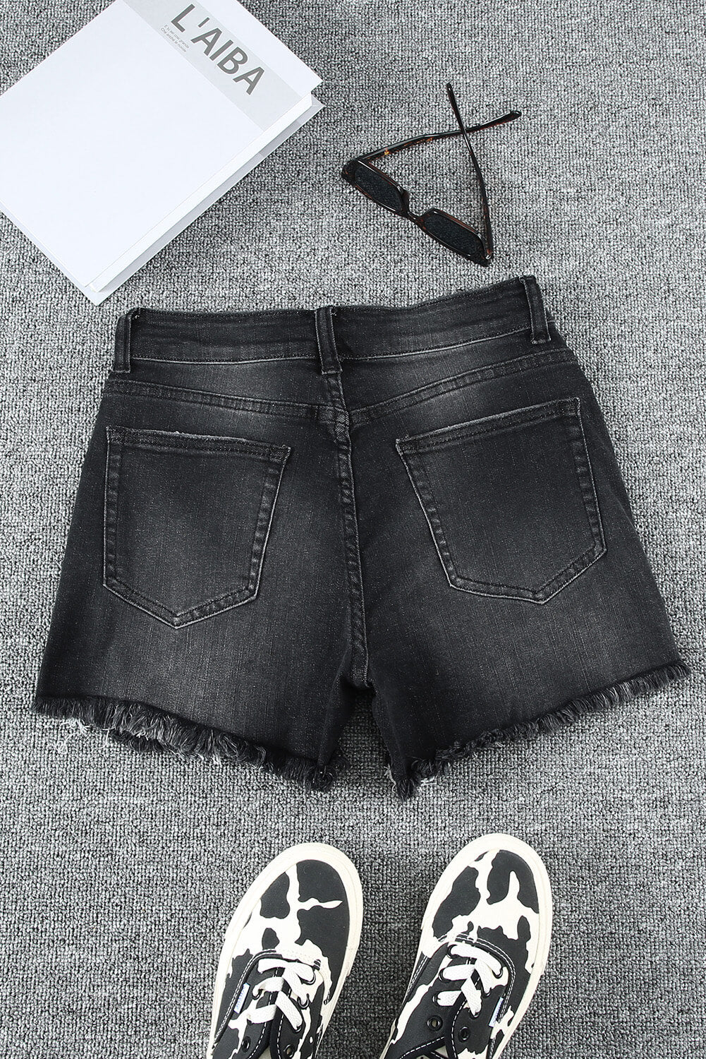 Raw Hem Distressed Denim Shorts