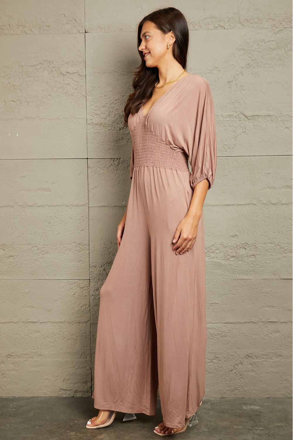 Culture Code Plus Size Smocking Waist Jumpsuit