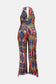 Plus Size Printed Tie Waist Jumpsuit with Pockets