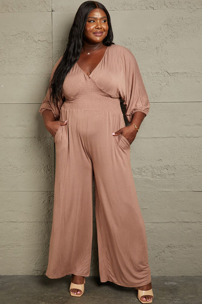 Culture Code Plus Size Smocking Waist Jumpsuit