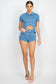 Belted Zip-up Denim Romper