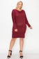 Draped Neck Long Sleeve Dress Plus Size