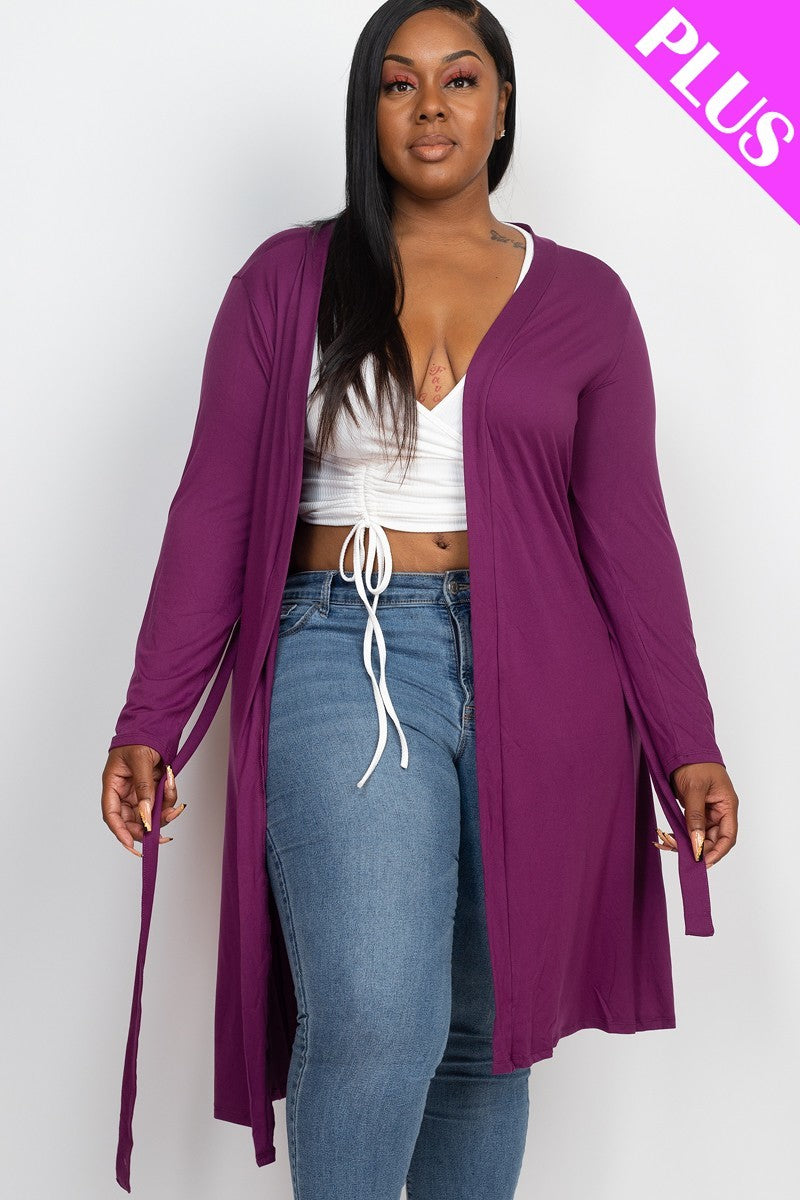 Long Sleeves Belted Cardigan