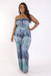 Printed Tube Jumpsuit With Self Belt Plus Size