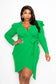 Padded Shoulder Wrap Midi Dress Plus Size