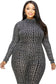 Plus Size Geo Pattern Glitter Printed Jumpsuit