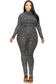 Plus Size Geo Pattern Glitter Printed Jumpsuit