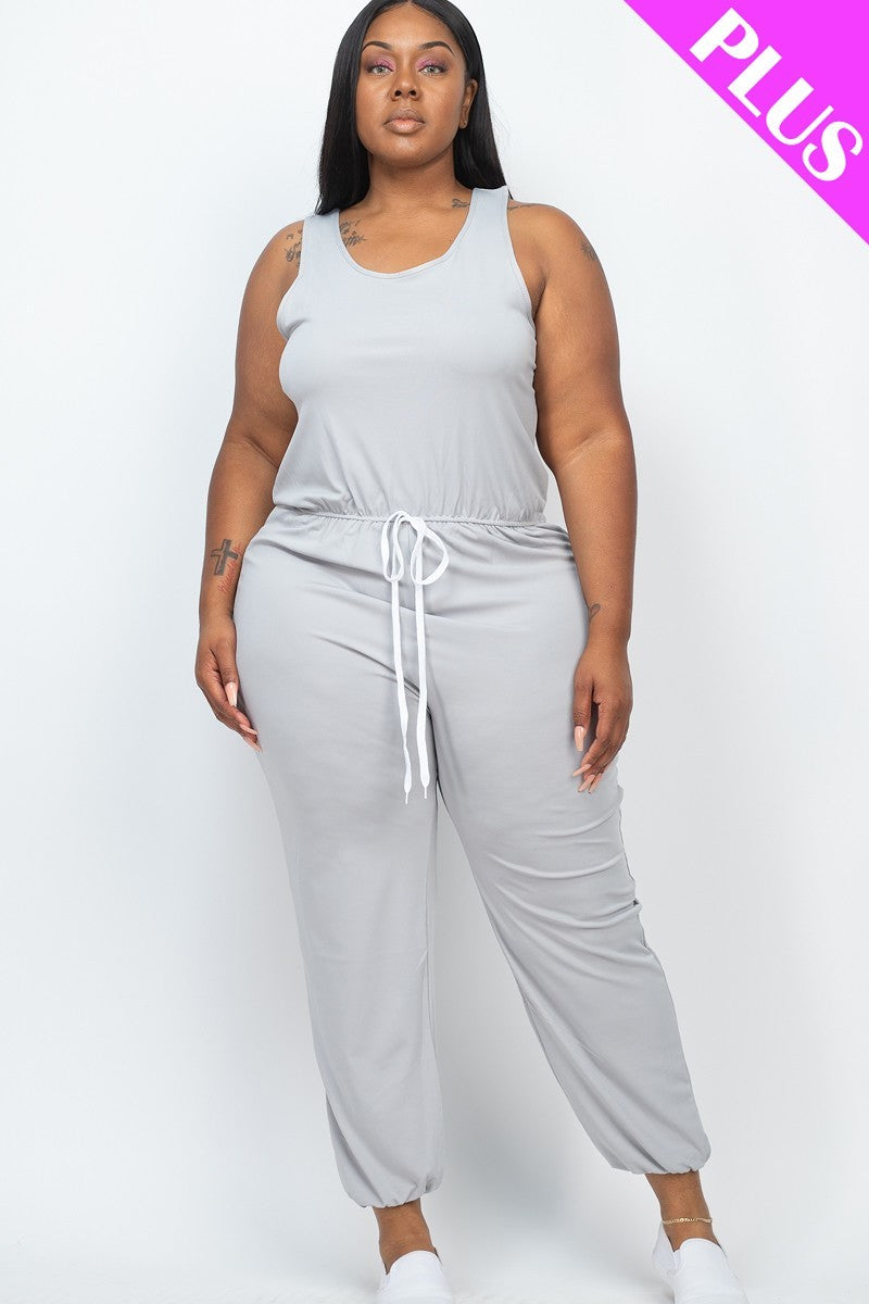 Plus Size Elasticized Waist Jogger Jumpsuit