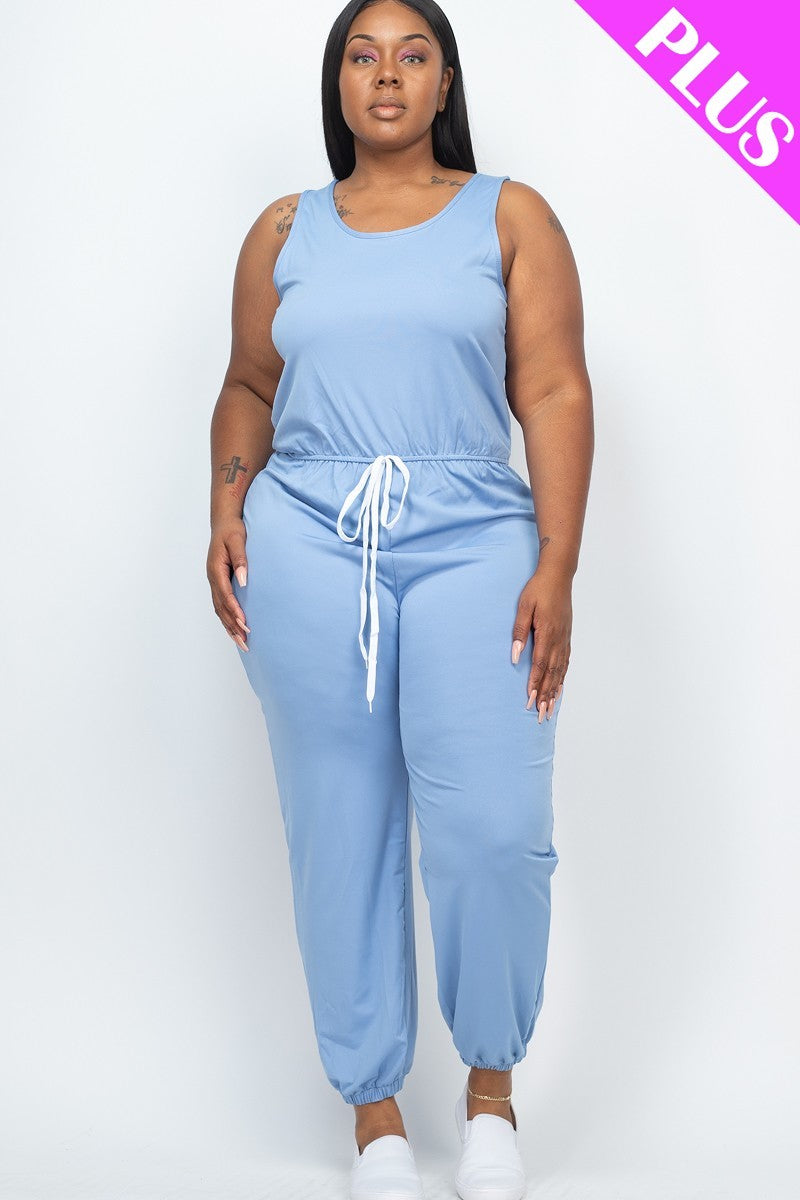 Plus Size Elasticized Waist Jogger Jumpsuit