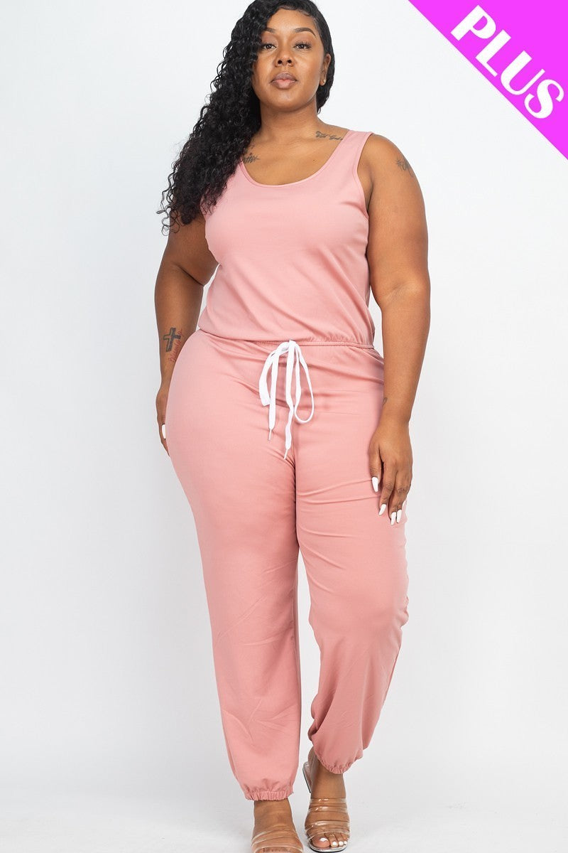 Plus Size Elasticized Waist Jogger Jumpsuit