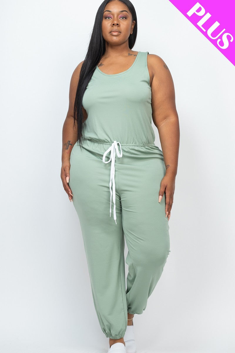 Plus Size Elasticized Waist Jogger Jumpsuit