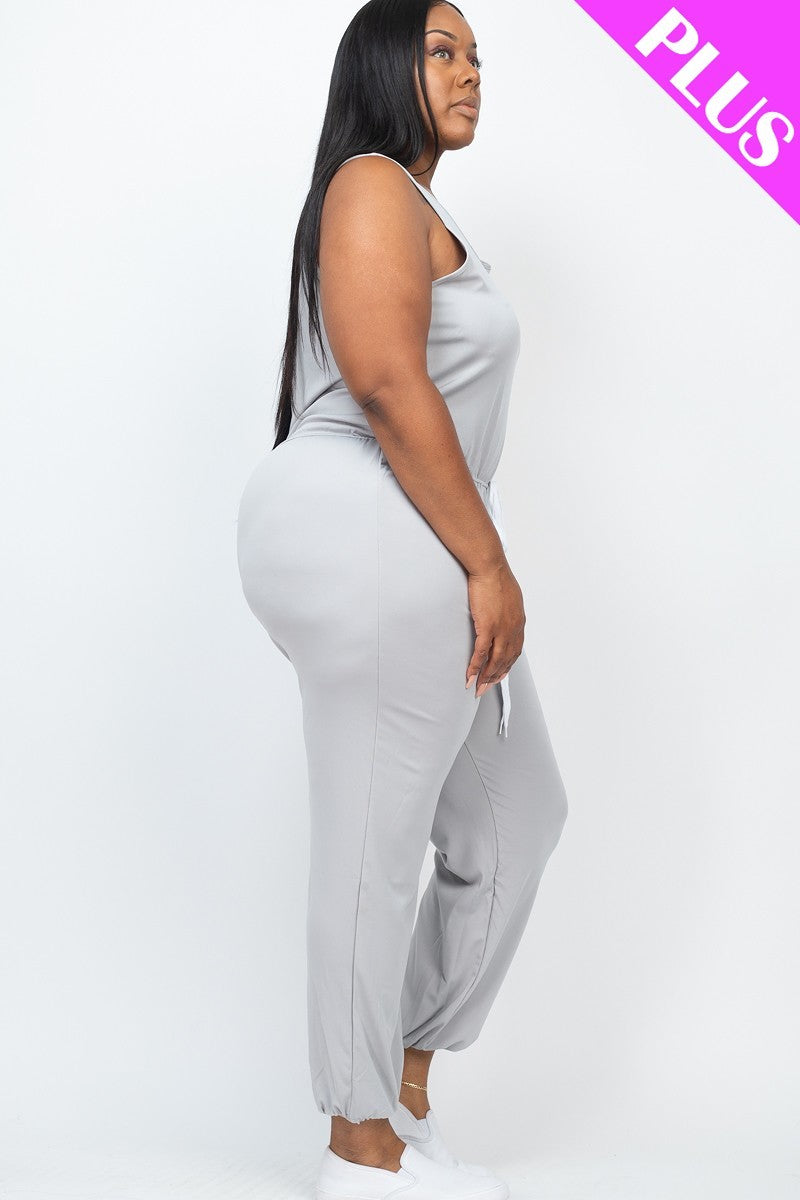 Plus Size Elasticized Waist Jogger Jumpsuit