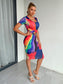 Multicolored Tie Back Scoop Neck Dress