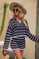 Striped Openwork Knit Hoodie and Shorts Set